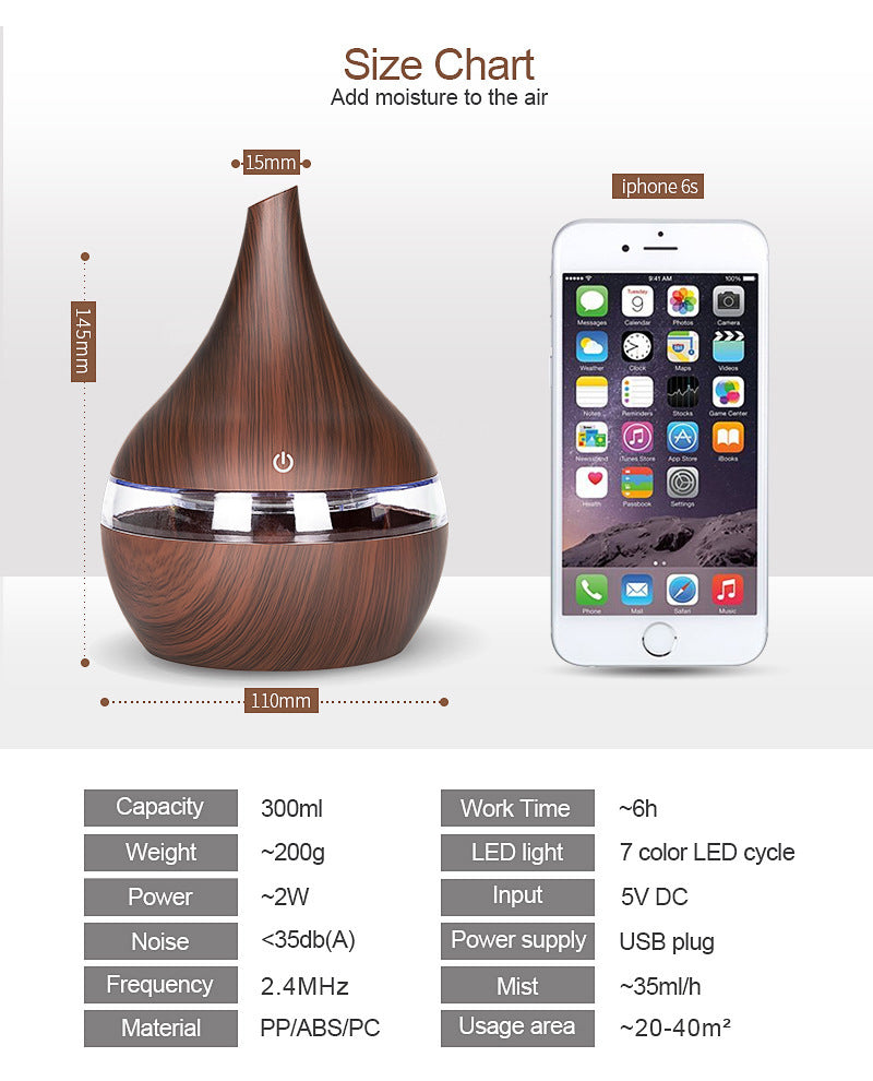 Diffuseur d’Huiles Essentielles AirZen™ – Ambiance Relaxante & Éclairage LED 7 Couleurs