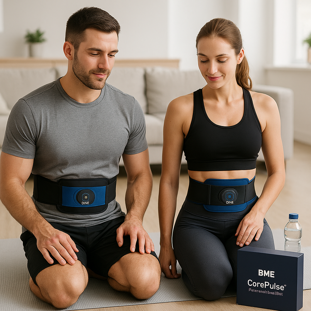 Ceinture d’Électrostimulation Abdominale CorePulse™ – Tonifiez Votre Sangle Abdominale en 30 Minutes par Jour